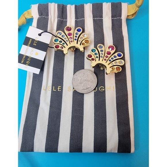 NWT Lele Sadoughi Crystal Button Earrings - Picture 3 of 9